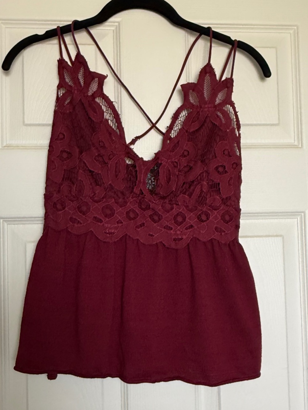 Rue 21 Strappy Top Lace Front, Smocked Back, Size M